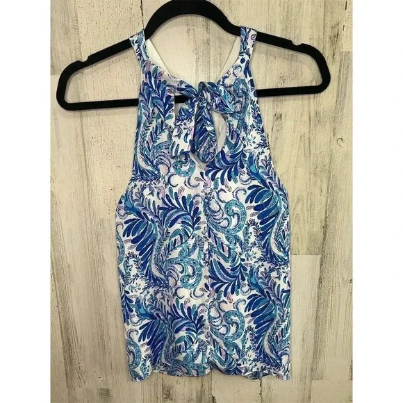 Lilly Pulitzer Women's Blue Geometric Halter Camisole Top Size S - Picture 7 of 8